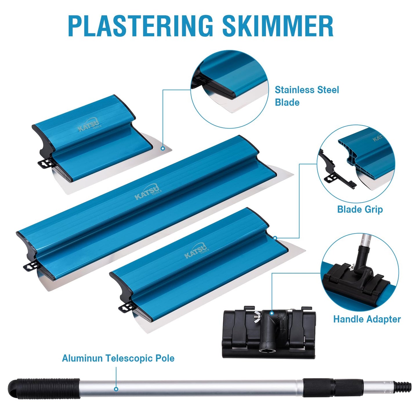 Set spaclu KATSU Tools 333177 inox 25+40+60 cm maner telescopic