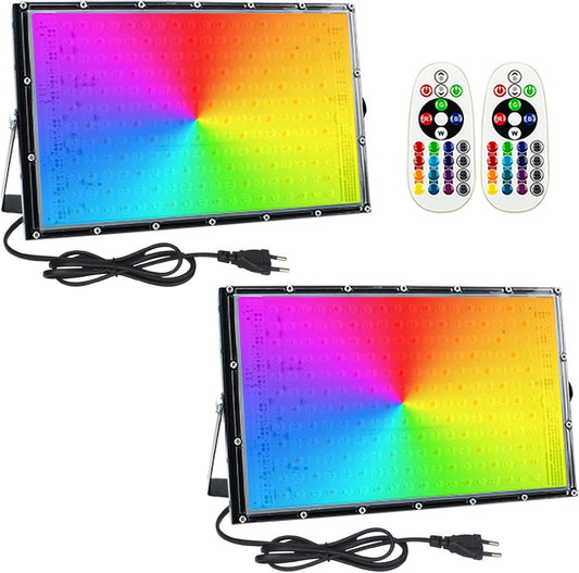 Eleganted LED RGB Outdoor Spotlight, 150 W, 2 Pieces, Super Bright LED Floodlight with Plug, Construction Spotlight, IP65 Waterproof Outdoor Spotlight for Yard, Garden, Garage, Sports Field