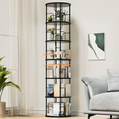 Biblioteca rotativa Generisch 6 niveluri 45x45x193 cm neagra