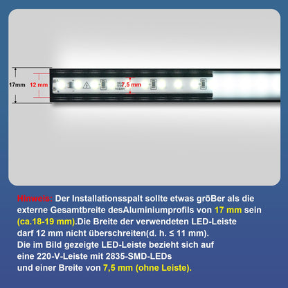 Profil LED Molfanco U-Profile Black 12m aluminiu cu difuzor alb