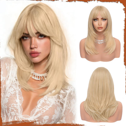 Peruca SOFEIYAN Long Straight Layered Blonde 16 Inch cu Breton