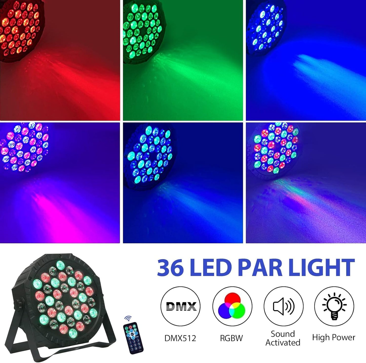 Lumini disco AIMKAP NO RGB 36 LED 3600 lumeni, pachet 2