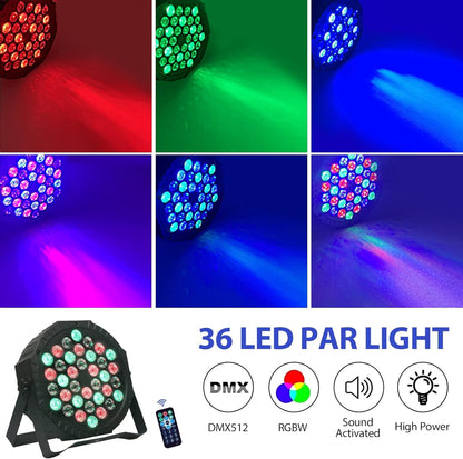 Lumini disco AIMKAP NO RGB 36 LED 3600 lumeni, pachet 2