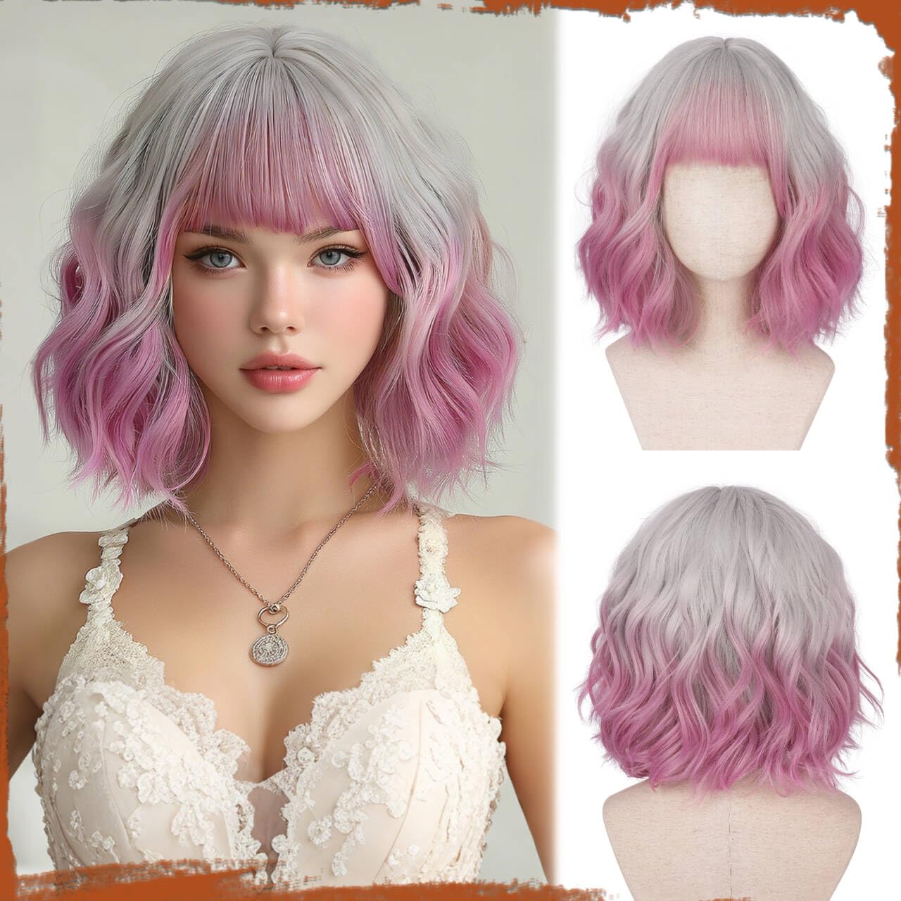Peruca Sofeiyan Bob Wavy cu Breton 30 cm Fibra Kanekalon