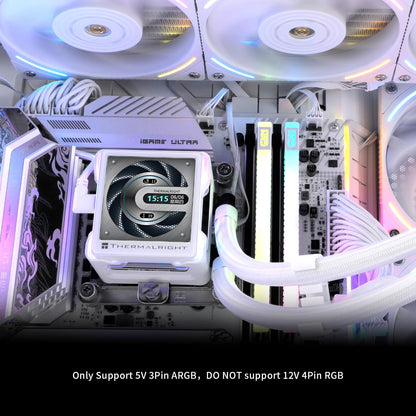 Thermalright Elite Vision 360 ARGB White CPU AIO Cooler,IPS LCD Screen with 320 * 320 Resolution,for AM5,Intel 1700/1851,High-performance CPU Water-cooler with 2.73in Removable Liquid Crystal Display