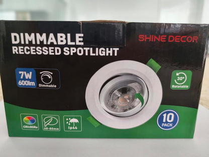 Shine Decor LED Recessed Spotlight,Neutral White 4000K Dimmable,LED Ceiling Downlights,Recessed LED Lights for Bedroom Bathroom Kitchen,Pack of 10
