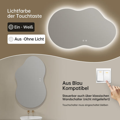 Oglinda baie OUMUSU LED asimetrica 100x60 cm anti-aburire