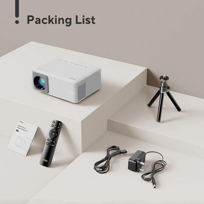 Mini Projector with WiFi and Bluetooth, AKIYO 2026 Upgraded Projector 1080P Support, 360° Rotating, Portable Projector for Home Theater/Outdoor, Compatible with iOS/Android/Laptop/PS5