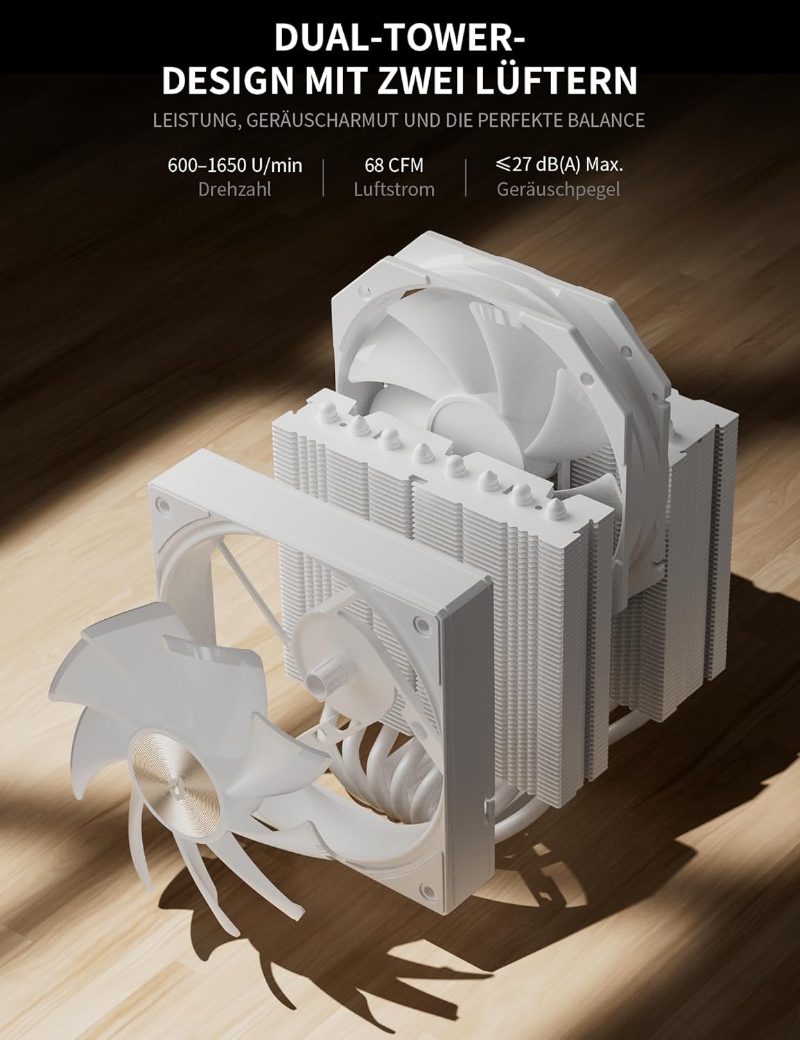upHere UE2 Elite TC8C CPU Cooler ARGB 120 mm, Dual Tower with 8 Heatpipes, TDP 280W, Processor Fan for AM5/AM4/AM3 Intel 1851/1700/115x/1200, Quiet PC Cooler