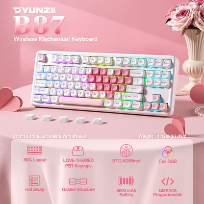 Tastatura mecanica YUNZII B87 Wireless 87 taste RGB hot-swap