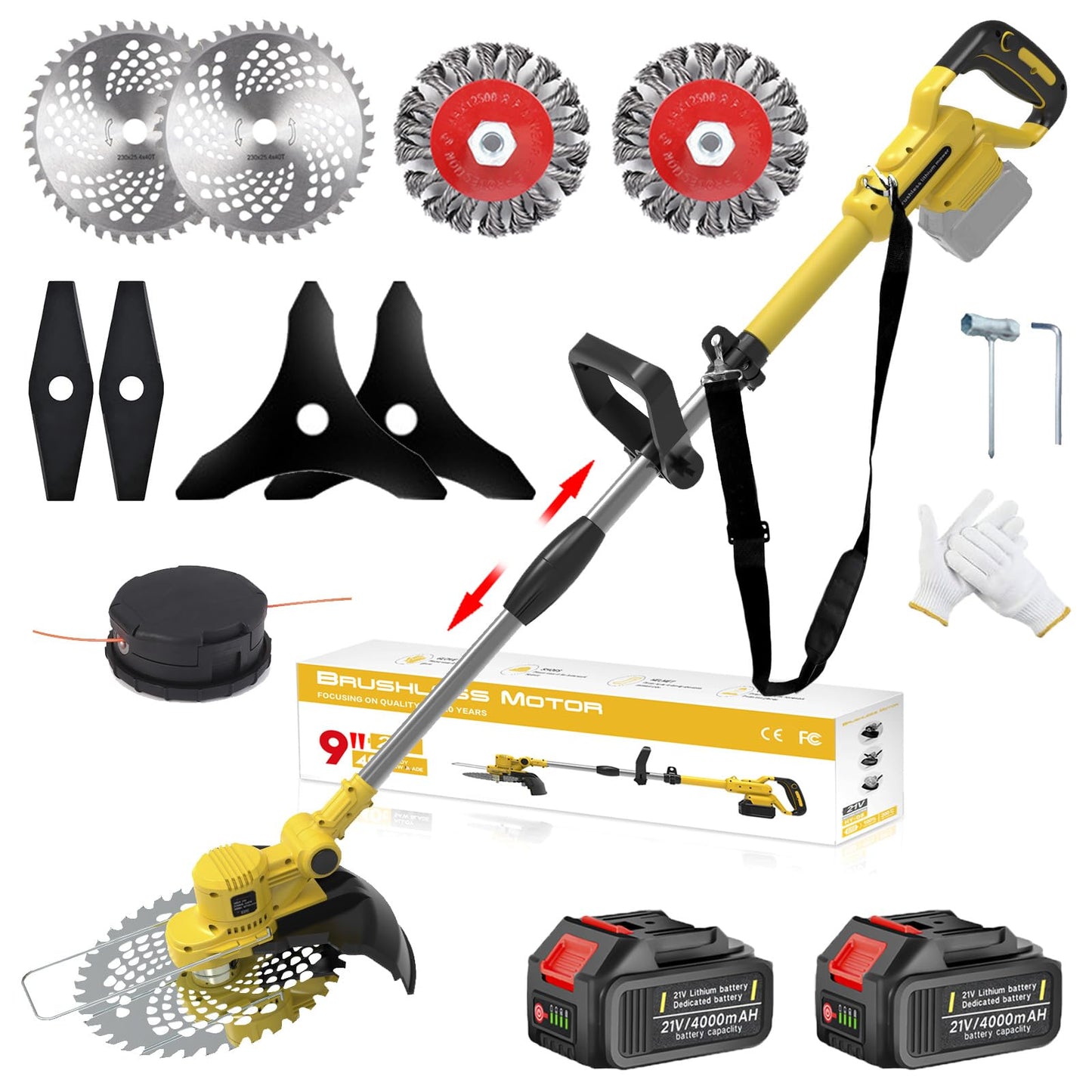 Motocoasa Electrica Trimmer iarba cu acumulator Fiutazge, brushless, 2x4.0Ah, 5 lame