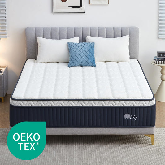 Saltea ortopedica cu arcuri impachetate Slily 180x200 Oeko-Tex 7 zone 31 cm grosime, fermitate H3/H4, alba