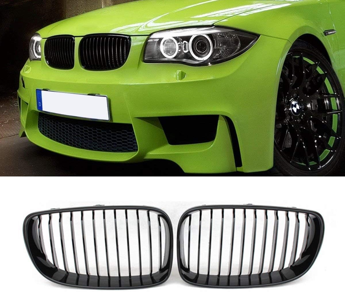 2 x Black Gloss Front Grille for E81 E82 E87 E88 LCI 2008-2011