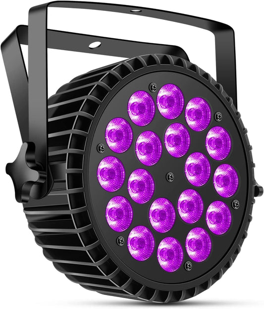 200 W 18 LED Par UV + RGB Stage Light Spotlight, DMX512 Disco Light, Party Light, 8CH Par Spotlight, Strobe/Sound/Active Mode Lighting DJ Light Effect for Show Bar Party Music Festival Halloween