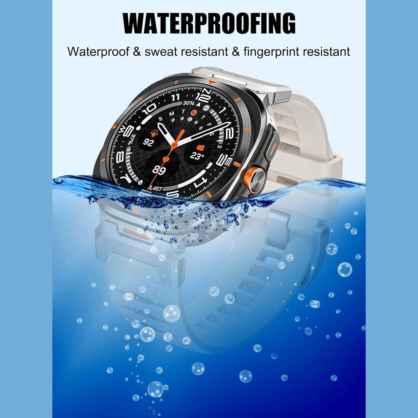 Shesyuki Strap Compatible with Galaxy Watch Ultra 47mm (2024),Waterproof Breathable Replaceable Silicone Strap with Stainless Steel Connector