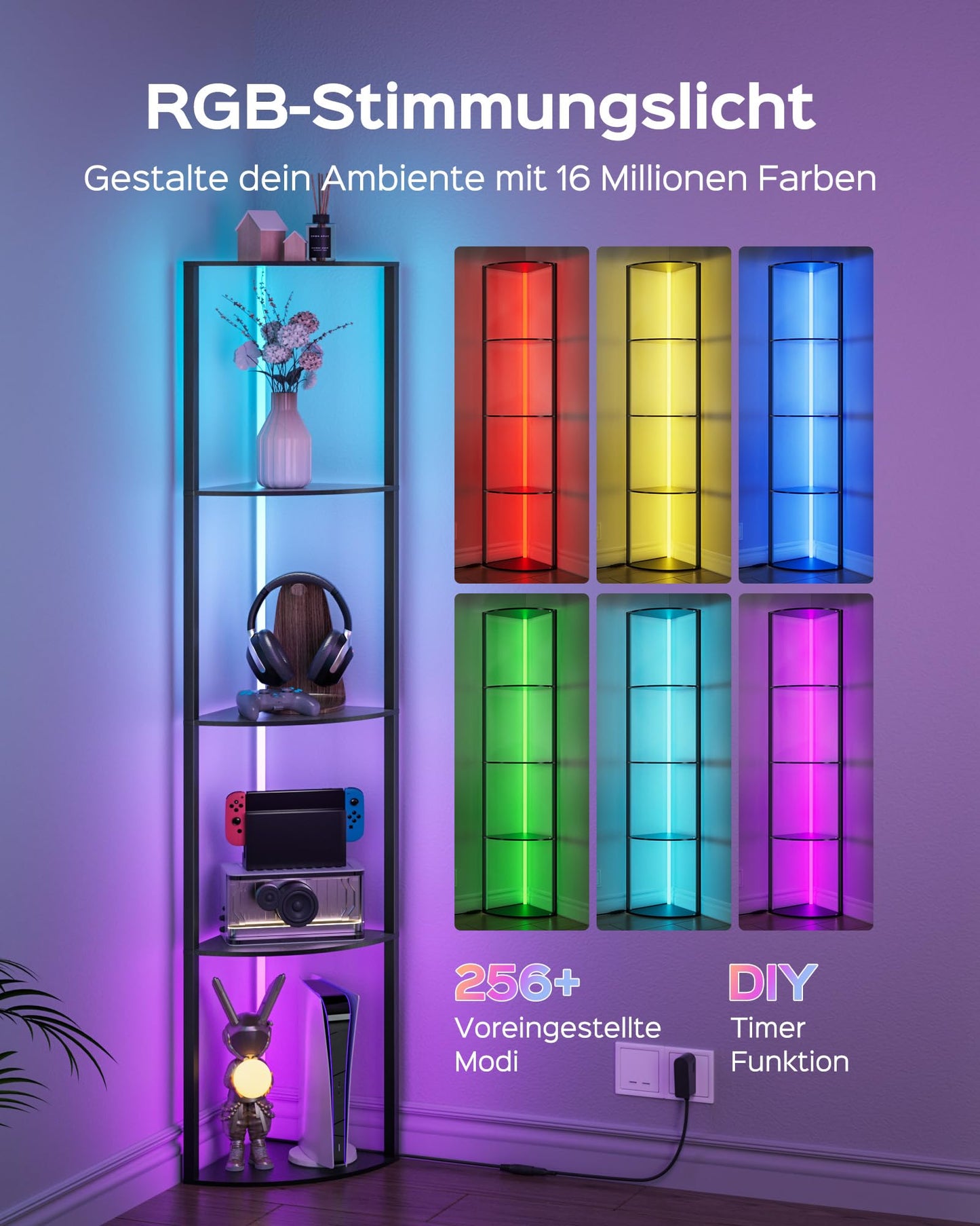 Lampa podea JACKYLED 4-Tier RGB 16 milioane culori control app