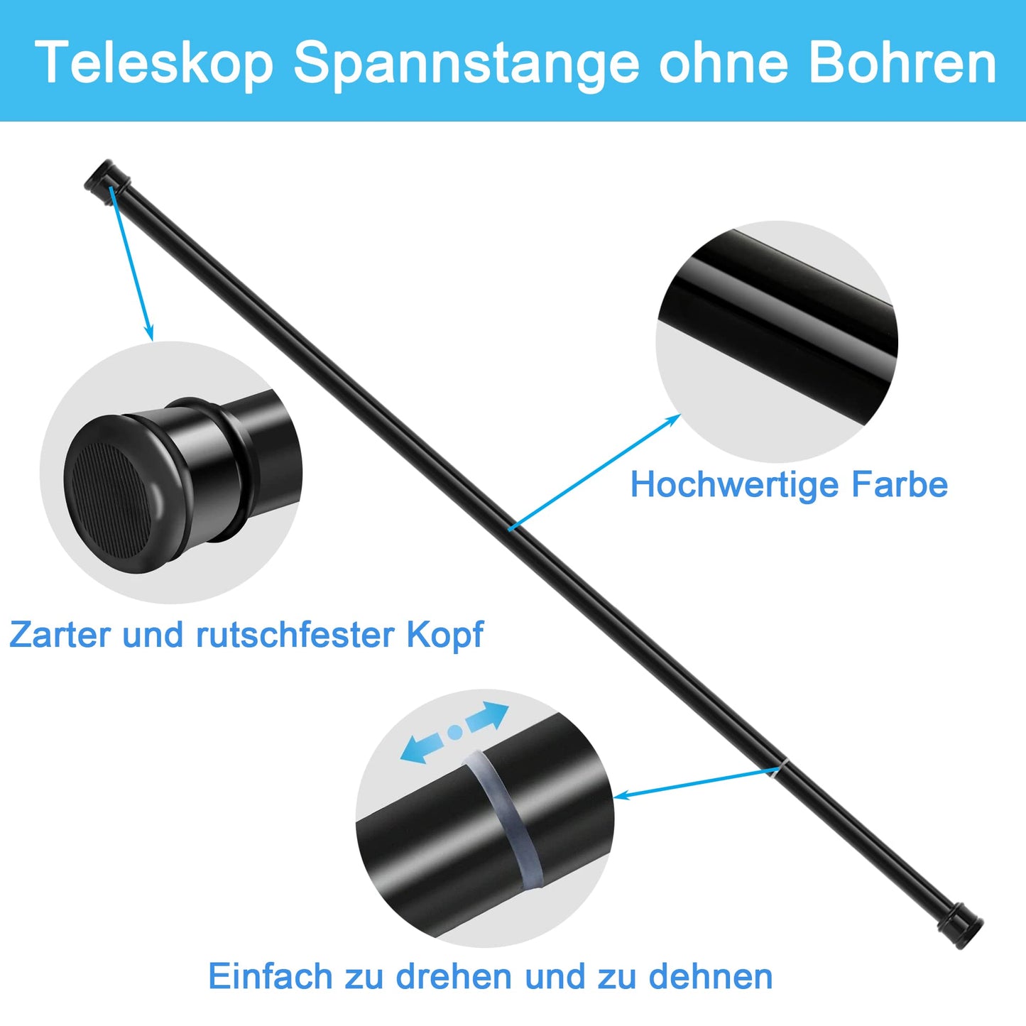 Tija dus Aiitomg 00CG telescopica fara gaurire 65-85 cm, negru