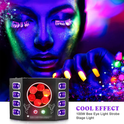 Disco Light, 100W Disco Light, Party Light, Beeseye, UV Flash Light, 14 Channel DMX with Voice Control, Remote Control, Suitable for Wedding, Birthday Party, Halloween, Bar Event