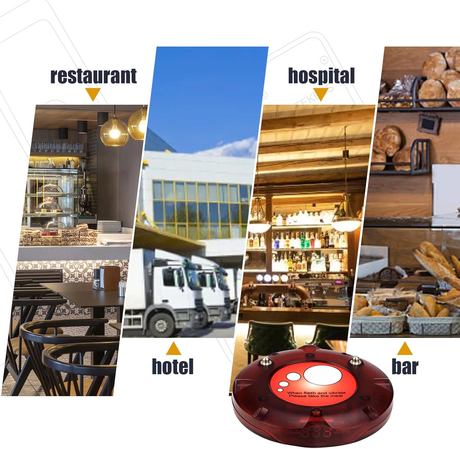 Retekess TD158 Pager Call System, 30 Restaurant Pager System, Outdoor 500 M, LED Tube Display, 4 Call Modes, 1-250s Call Time, Gastro Pager for Food Truck, Hotel, Bar