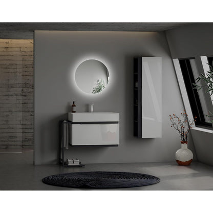 Home Glow Venti 50cm Round Bathroom Mirror with LED Lights, Round LED Bathroom Mirror with Touch Switch, Circular Mirror with natural white Backlit LED Light.