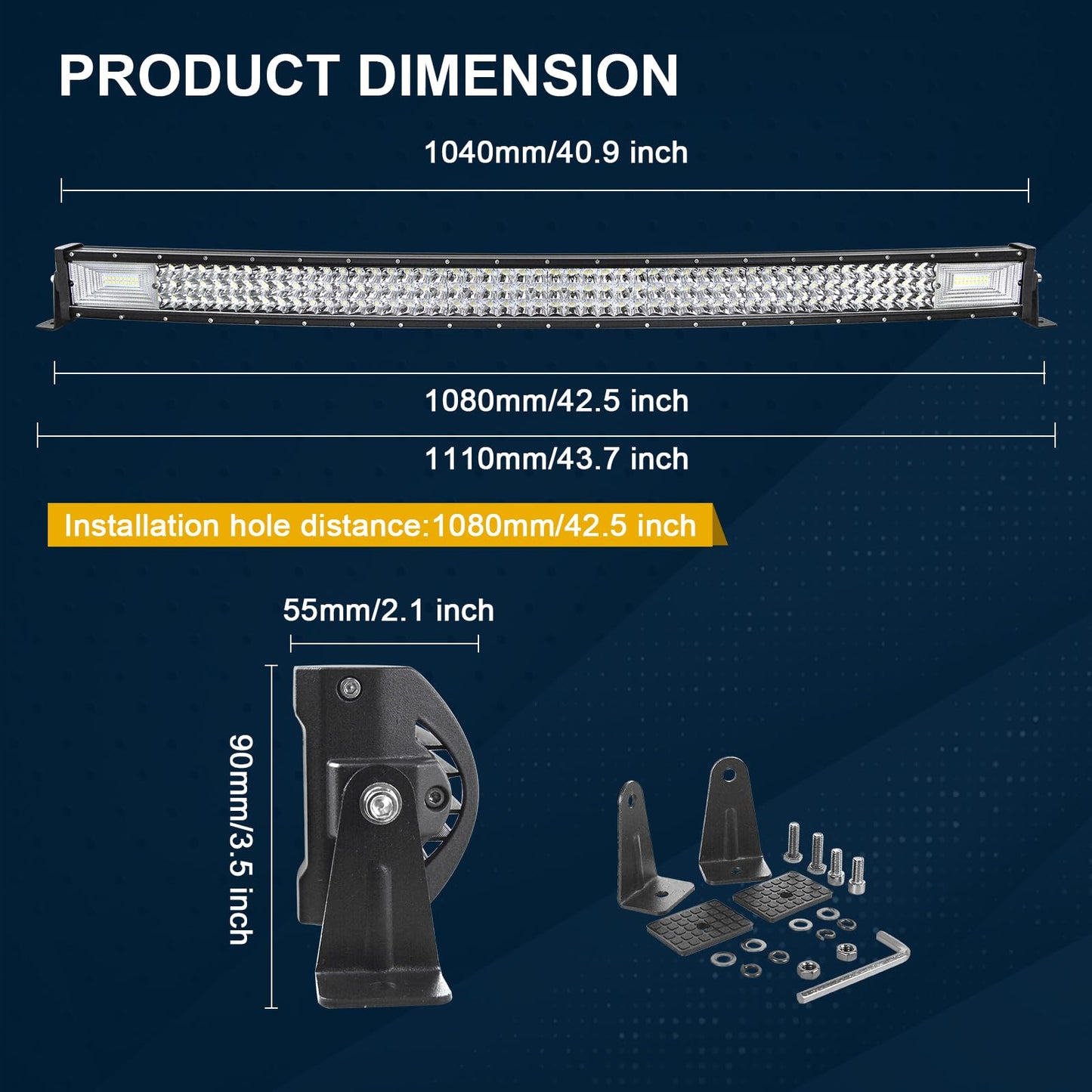 Bara LED RIGIDON YY-07-7D-42in-540-C 540W 6000K IP67 42 inch
