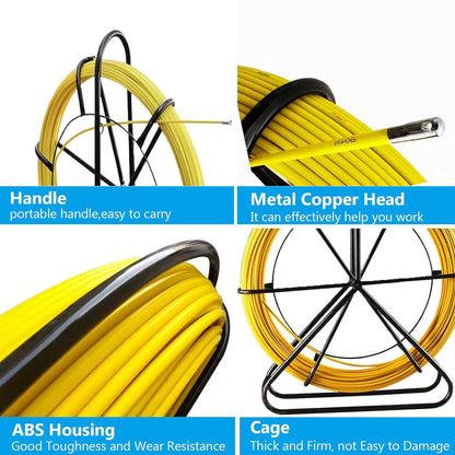 Sonda fibra de sticla 6mm x 50m cu suport metalic si frana