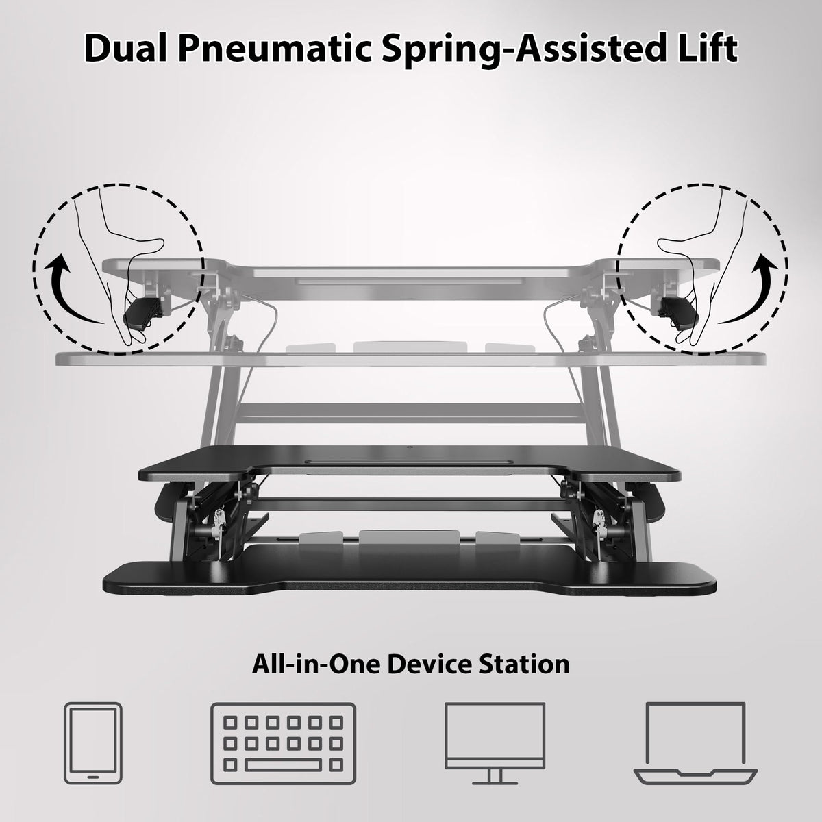 Birou reglabil BONTEC Standing Desk Converter 42 inch, negru