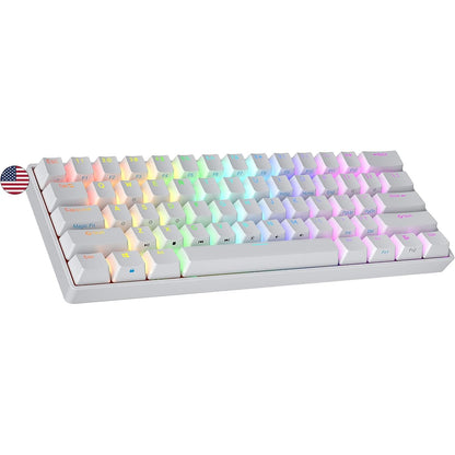 Ranked N60 Nova 60% Form Factor | Hot Swappable Mechanical Gaming Keyboard | 61 Keys Multi Color RGB LED Backlit for PC/Mac Gamer (White, Gateron Red)