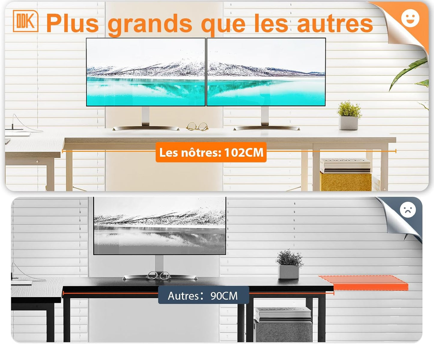 Birou gaming L-shape reversibil ODK, 2 prize + 2 USB, 168x120 cm