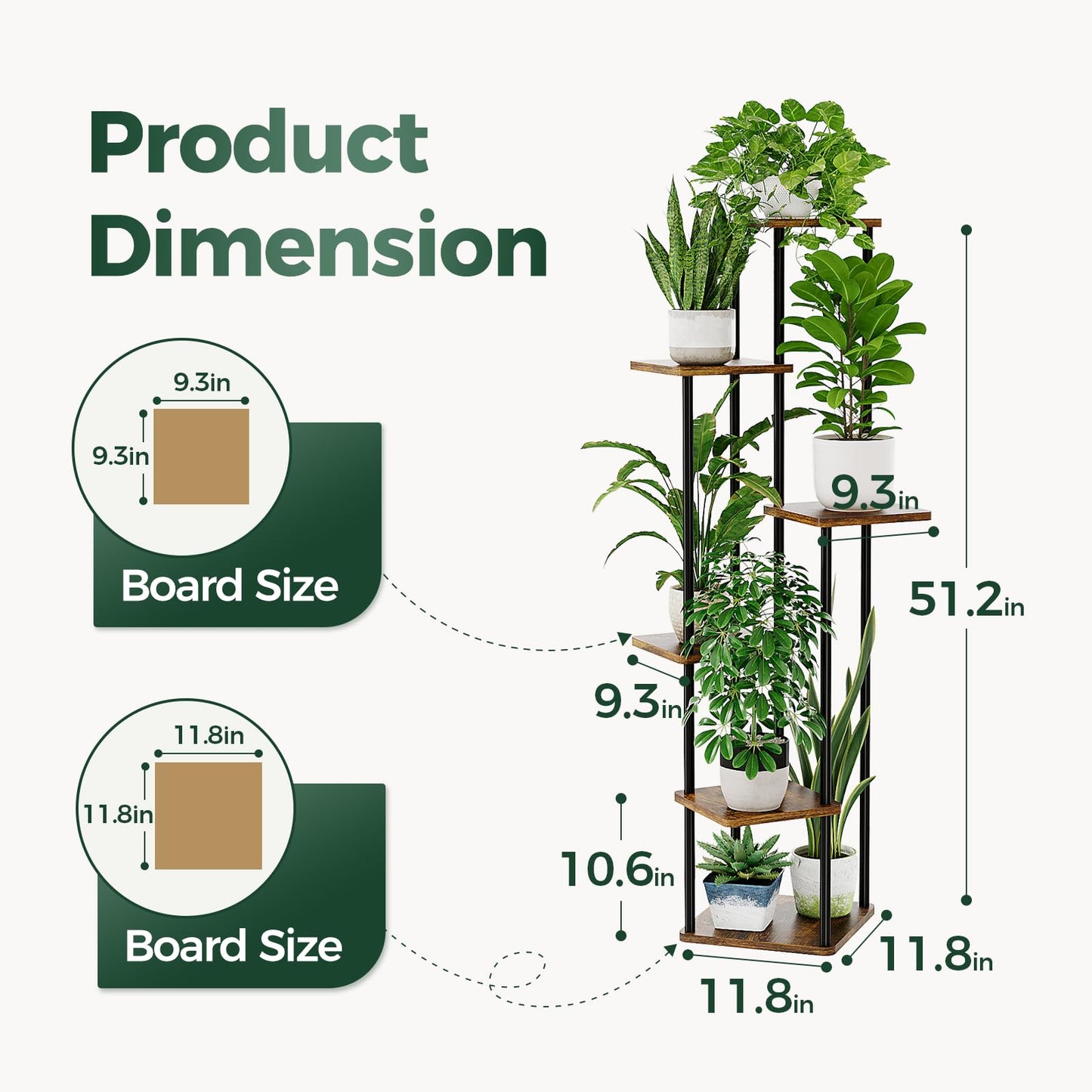 Suport plante Bamworld 6 niveluri metal si lemn 130 cm maro