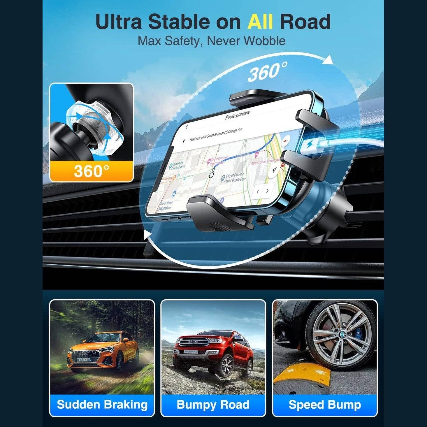 [2025 True Military-Grade] Car Phone Holder VANMASS [Upgraded Strongest Suction & Clip] Cell Phone Mount for Dashboard Windshield Vent,Truck Cradle Stand for iPhone 16 Pro Max 15 14 13 Samsung Android