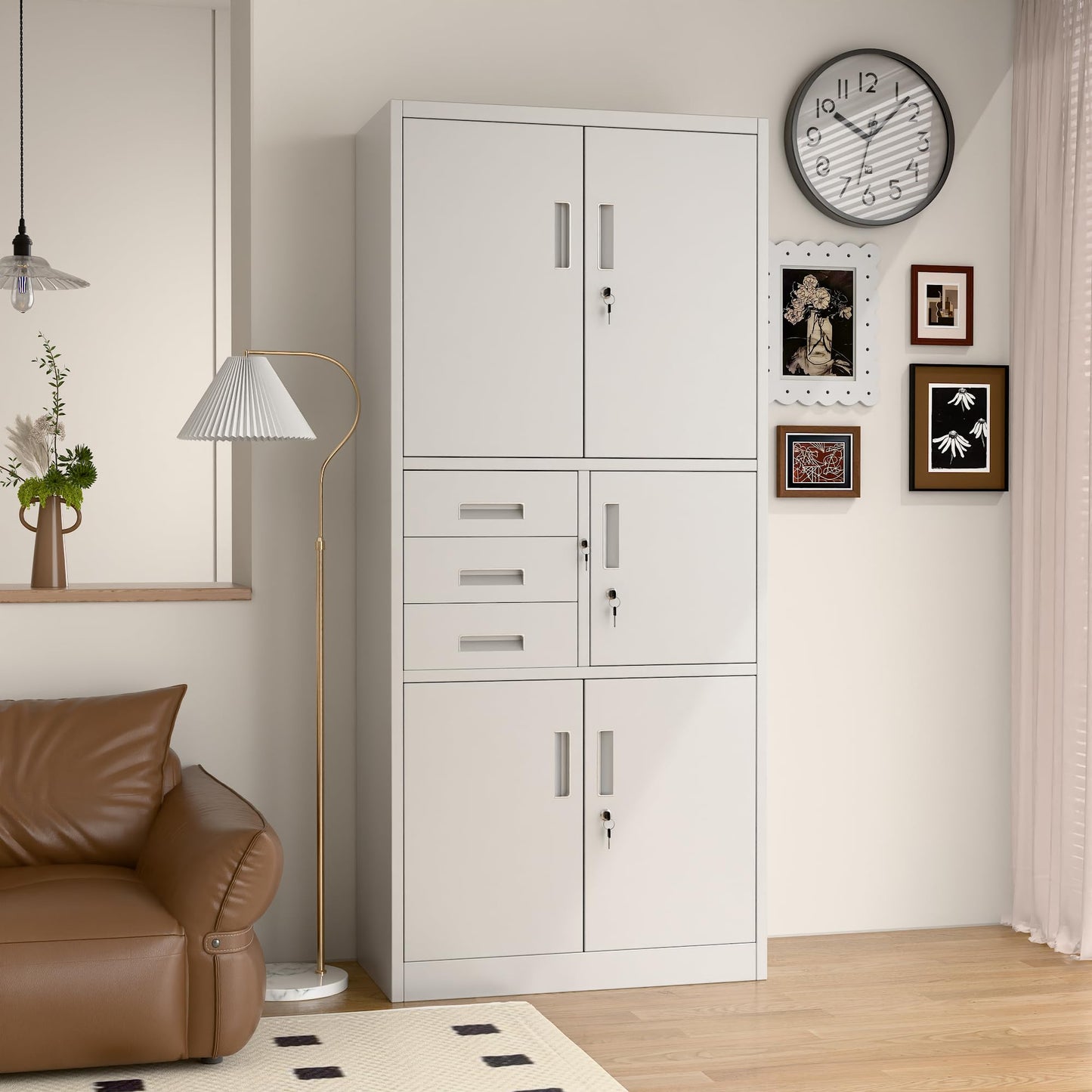 Dulap metalic dosare SUPEER 180x80x40 cm cu 5 usi si 3 sertare, incuietoare