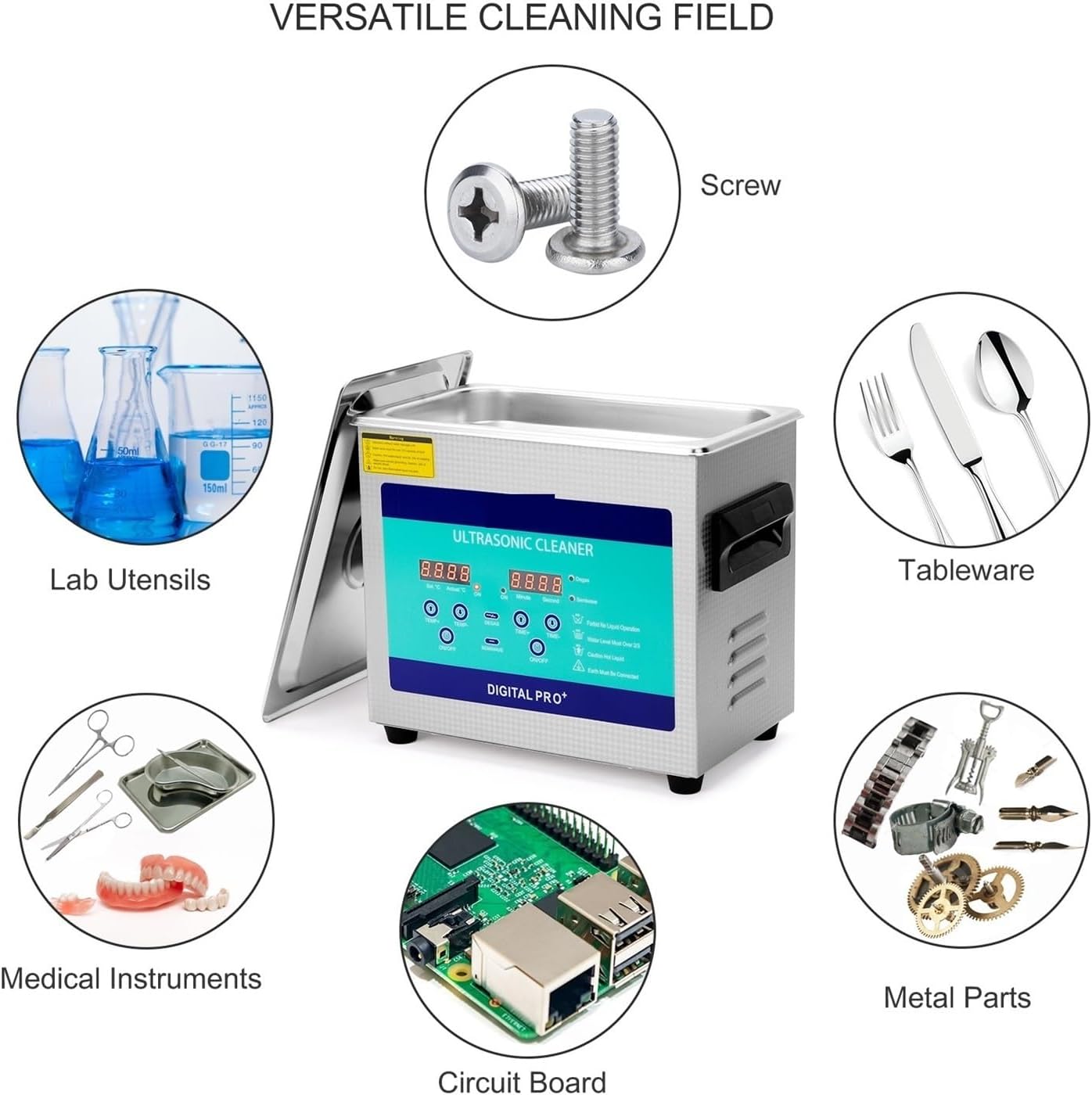 TUMAHE Ultrasonic Cleaner, Ultra Cleaner AIPOI Ultra Cleaning Device 6.5L For Car And Motorcycle Repair Workshops Aviation Maintenance Electronic Basket For PCB Tableware Denture Jewelry Brass Gla