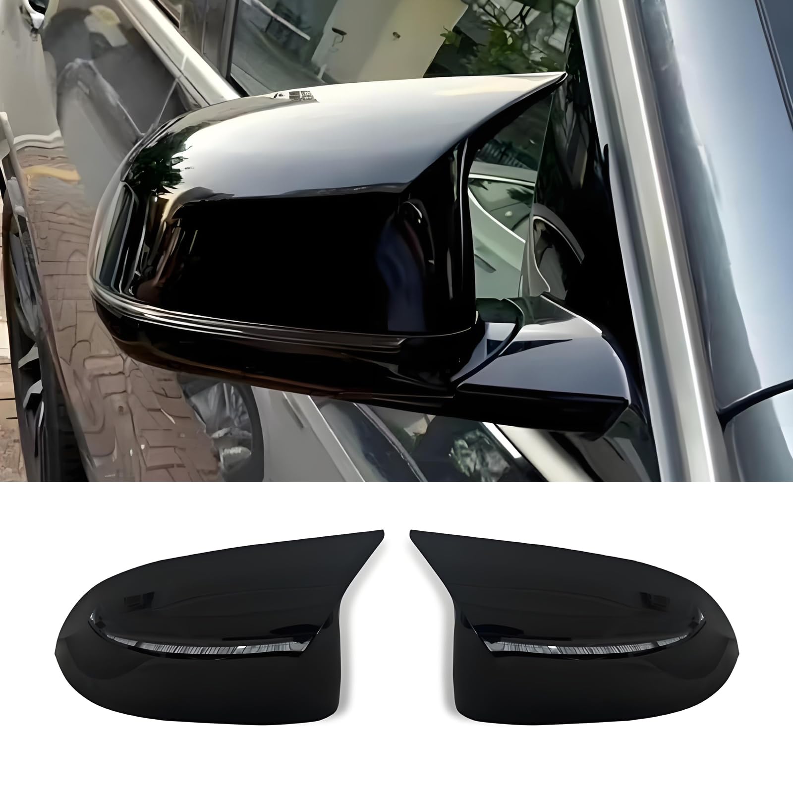 Door Mirror Cover Caps For BMW E81 E87 2008-2011 E90 E91 2009-2011 E92 E93 2010-2013 LCI Facelift Replacement Side Mirror Caps Gloss Black(For 1er E81 E87&3er E90 E91 E92 E93 LCI)