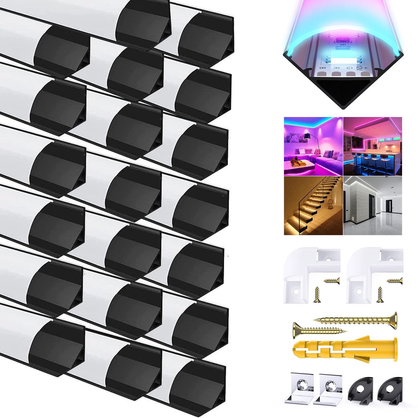 Profil LED Chesbung U-Form 10x1m Aluminiu 12V Alb Cald