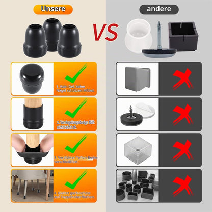Capace rotunde RCHYFEED pentru picioare de scaun, 14-19 mm diametru, negre, set 24 bucati