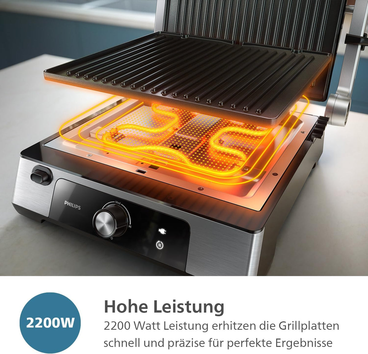 Grill de contact PHILIPS negru cu placi detasabile
