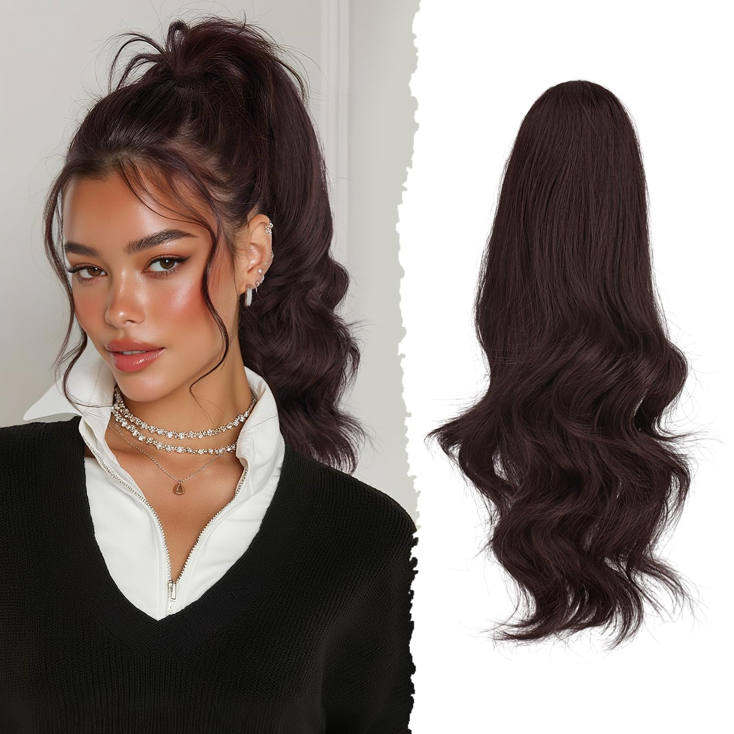 Coada de par Sofeiyan Claw Clip 16 inch Ondulata Dark Brown