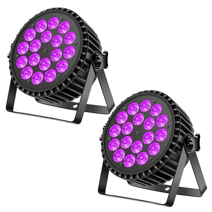 200 W 18 LED Par UV + RGB Stage Light Spotlight, DMX512 Disco Light, Party Light, 8CH Par Spotlight, Strobe/Sound/Active Mode Lighting DJ Light Effect for Show Bar Party Music Festival Halloween