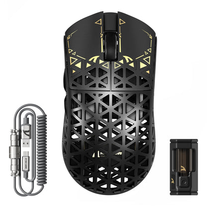 ATTACK SHARK R5 Ultra Carbon Fiber 8000Hz Wireless Gaming Mouse, 39g SUPERLIGHT, 42000DPI, PAW3950MAX Sensor, Nordic 52840 Chip, Bluetooth/2.4G/USB-C Wired Mice with Coiled Cable, for PC/Mac, Black
