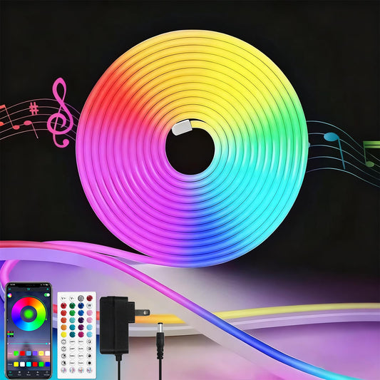Banda LED Neon RGB 5m 12V + Control App/Telecomanda + Waterproof IP65