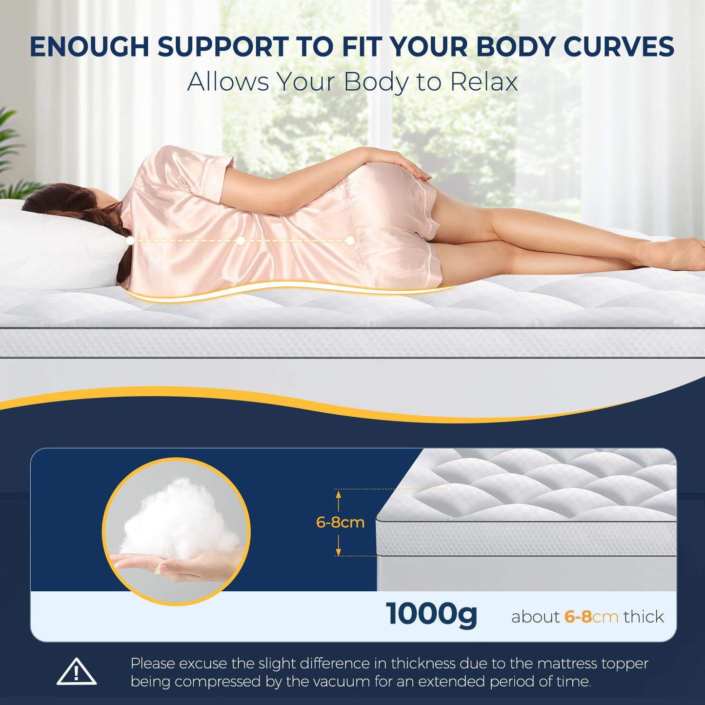 Topper saltea Autsel B103-027 Memory Foam 160x200 cm 1000 gsm