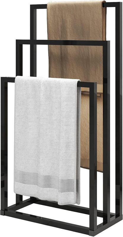 Suport de prosoape independent JELUTE cu 3 niveluri, marimea 3-T, negru