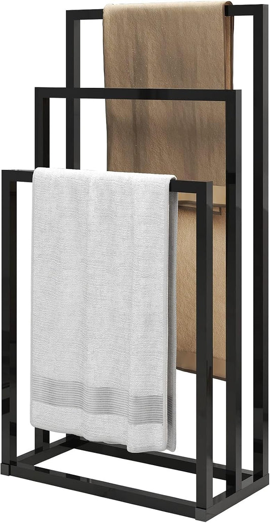 Suport de prosoape independent JELUTE cu 3 niveluri, marimea 3-T, negru