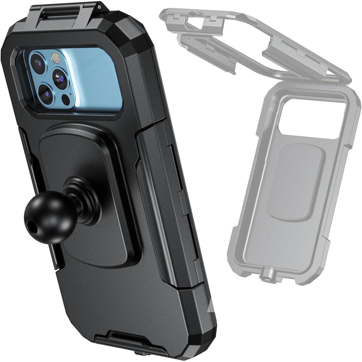 iMESTOU IP66 Waterproof Bicycle Mobile Phone Holder with 2.5 cm Ball Head, Suitable for RAM B Components / 2.5 cm Double Socket Arms, Suitable for 3.5 - 6.1 Inch Mobile Phones with Max. Thickness 1.1