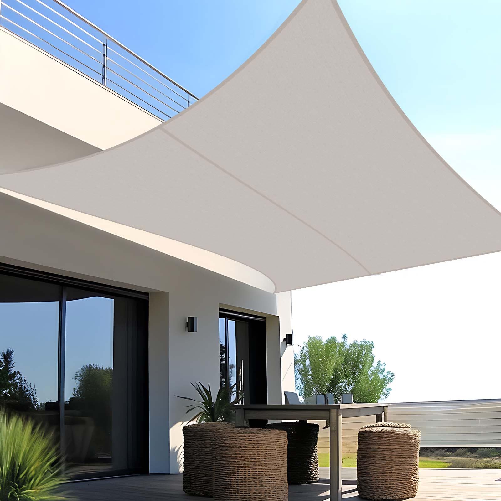 SUNNY GUARD Sun Shade Sail Triangle 4x4x4m Waterproof UV Block for Garden Outdoor Patio - Sand