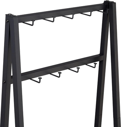 Cuier Amazon Basics cu 9 carlige, banca pentru pantofi si 2 niveluri de depozitare, negru, 65 x 33 x 170,1 cm