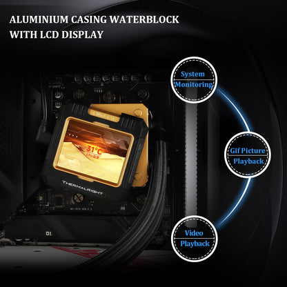 Thermalright FW 240 Black-240mm AIO CPU Liquid Cooler,IPS LCD Screen with 320 * 240 Resolution,for AM4/AM5,Intel LGA1700/1851,”2.4 inch”Magnet-Absorbent LCD Screen for Images -Black