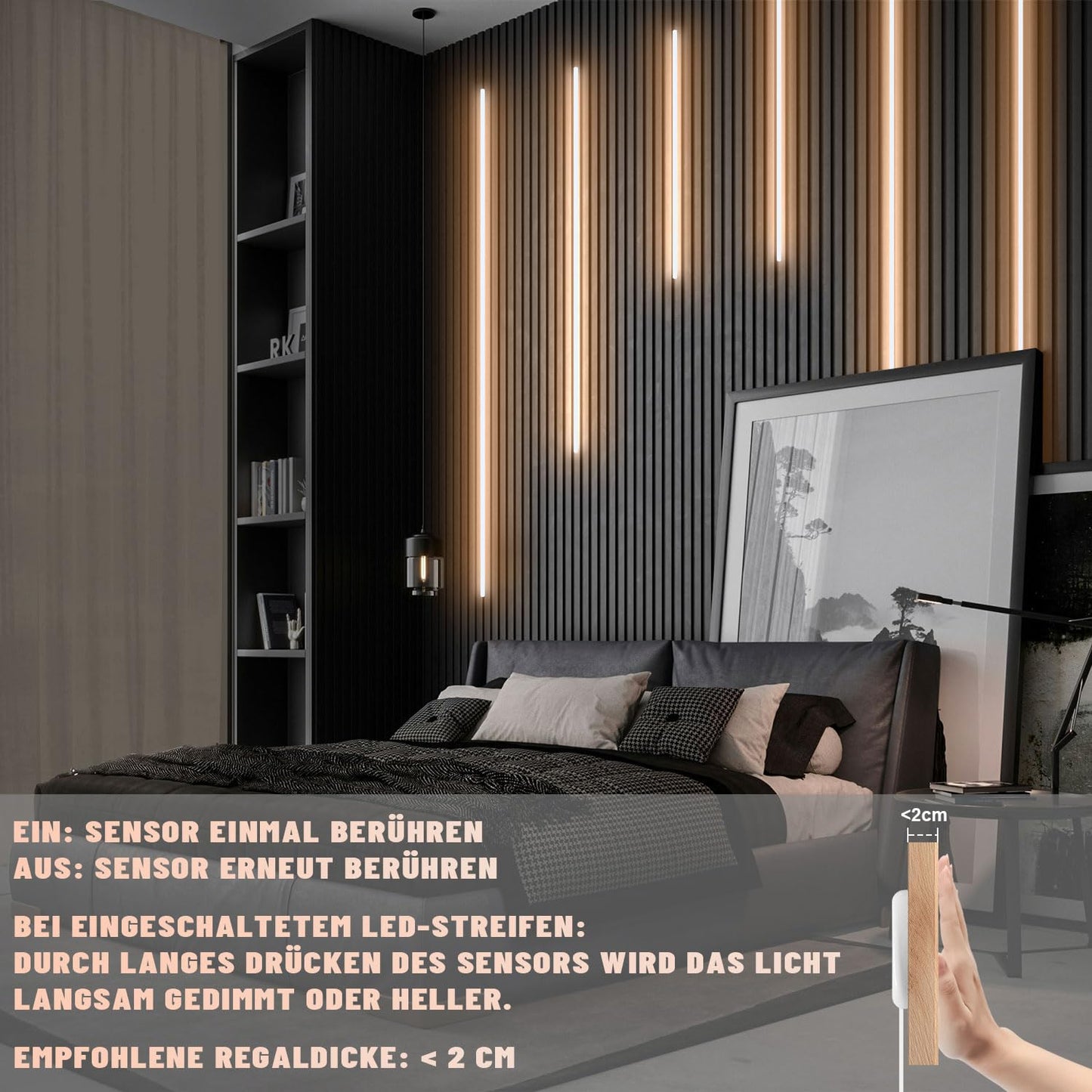 Set benzi LED Lichaser LED pentru panouri acustice 6 buc, 3000K, touch