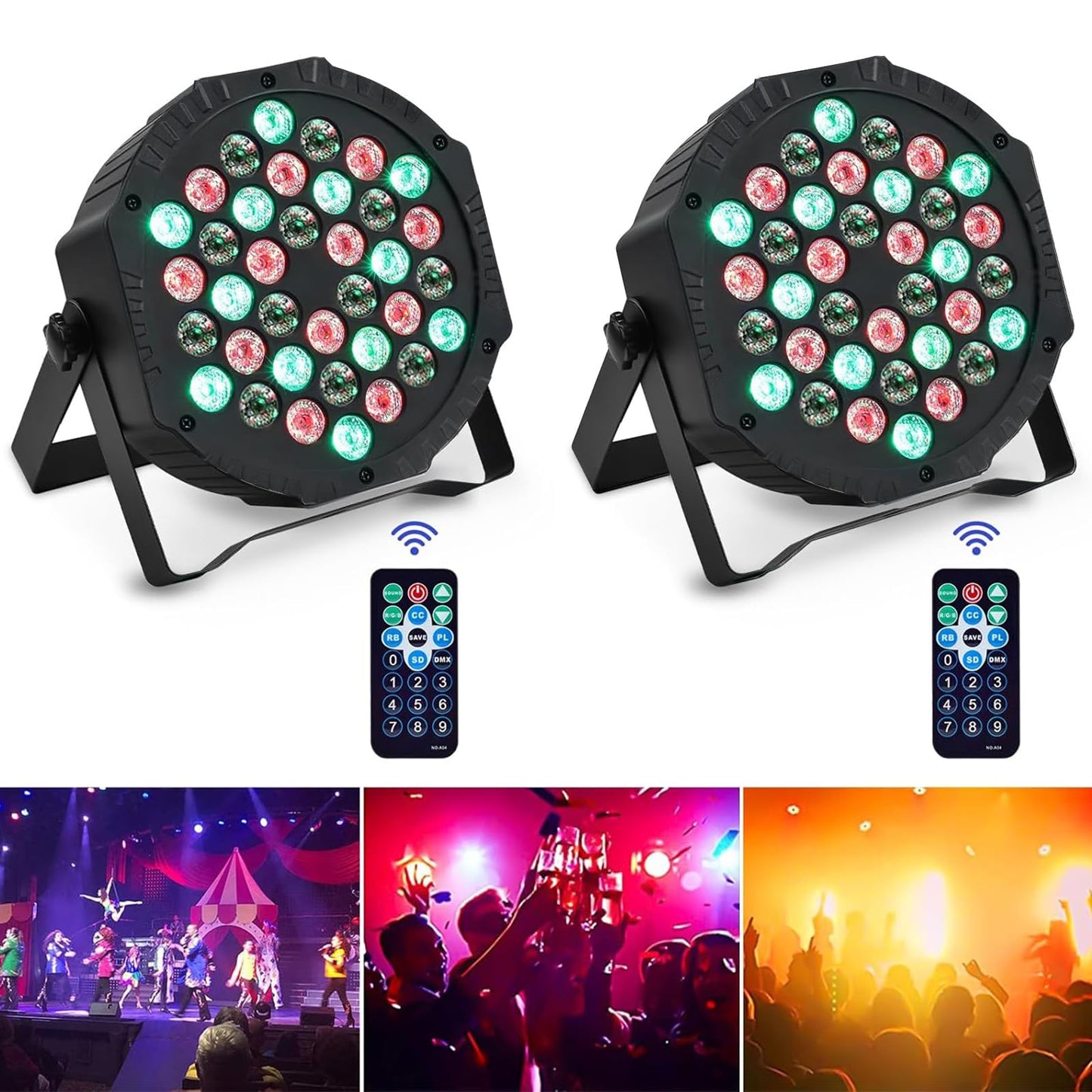 Lumini disco AIMKAP NO RGB 36 LED 3600 lumeni, pachet 2